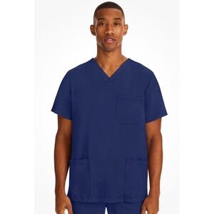 Healing Hands Purple Label Mens 3 Pocket V-Neck Scrub Top Navy Blue Medium NEW